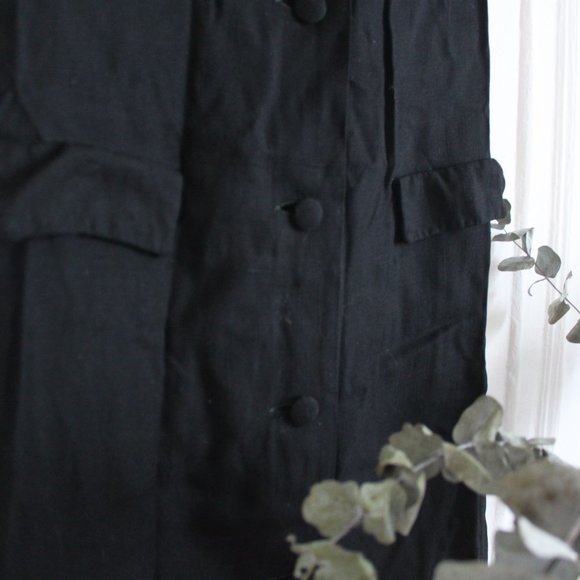 Black linen button mini dress - Picture 4 of 6